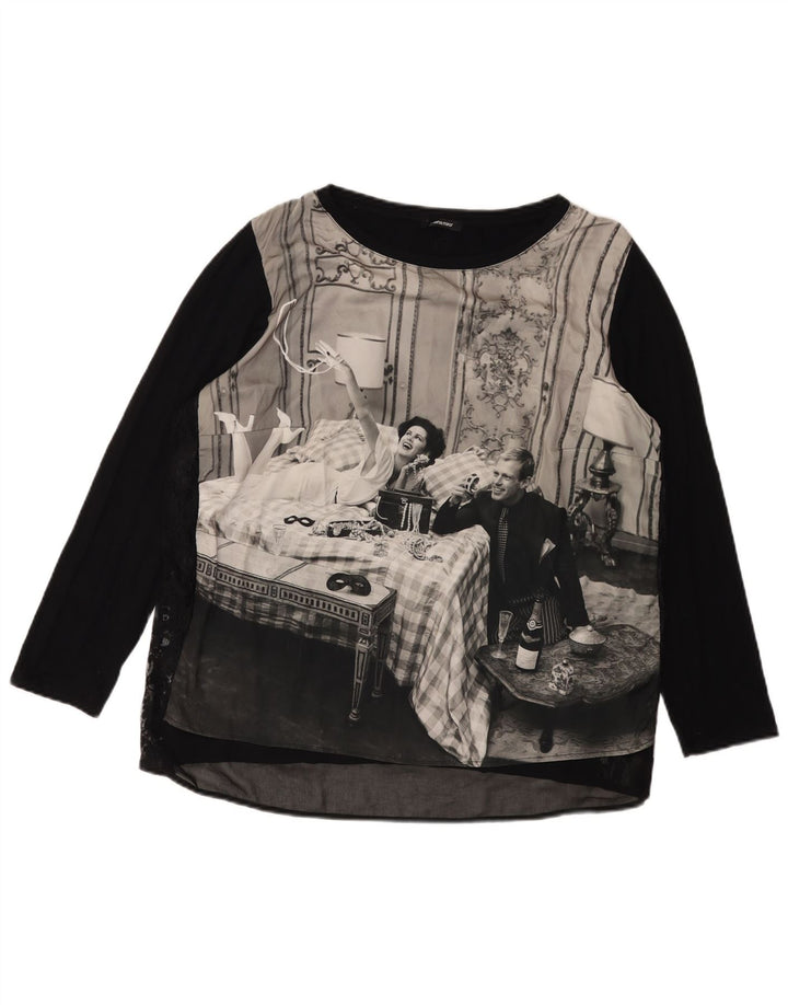 ELENA MIRO Ženska majica dugih rukava s grafikom UK 18 XL crna