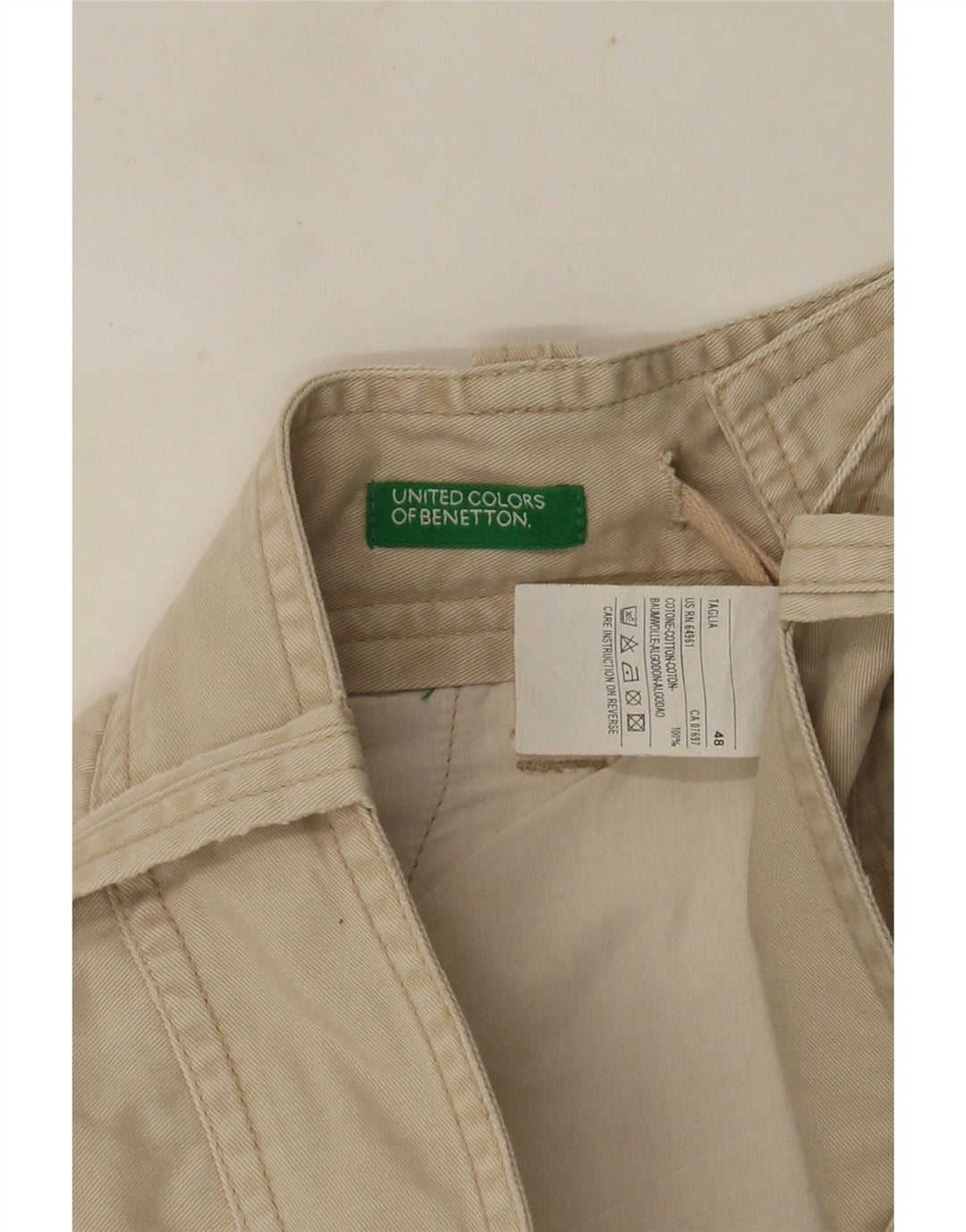 Benetton muške kargo kratke hlače IT 48 srednje W36 bež pamuk