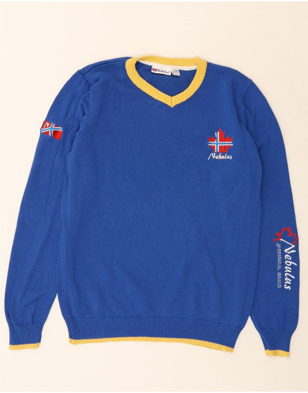 NEBULUS Muški džemper s V-izrezom, veliki plavi pamuk