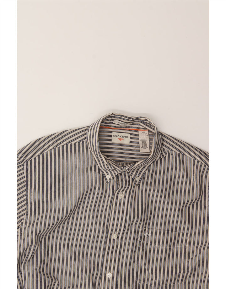 DOCKERS Mens Classic Fit Shirt Large Grey Striped Cotton Vintage Dockers and Second-Hand Dockers from Messina Hembry 