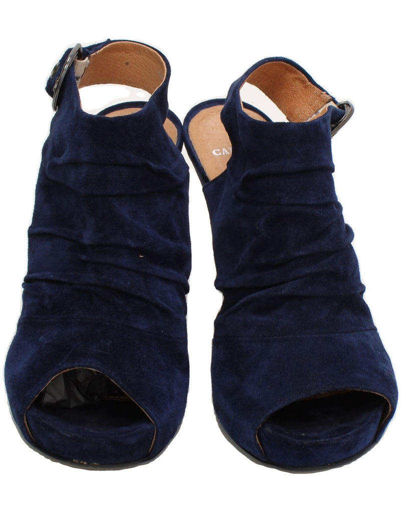 CARVELA Womens Open Toe Suede Slingback Heels UK Size 7 Navy Blue Suede Vintage Carvela and Second-Hand Carvela from Messina Hembry 