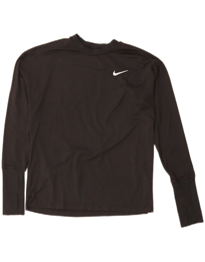 Nike Ženska Dri Fit prevelika majica dugih rukava UK 10 mala crna poliester