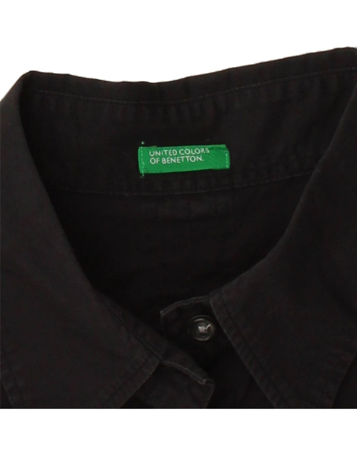 BENETTON Womens Short Sleeve Shirt UK 16 Large Black Vintage Benetton and Second-Hand Benetton from Messina Hembry 