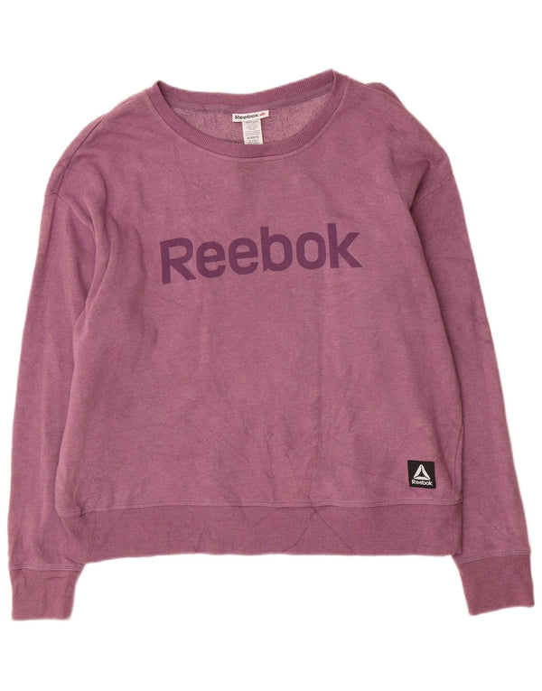 Reebok Ženska prekomjerna majica s grafičkim motivima UK 18 XL Ljubičasti pamuk