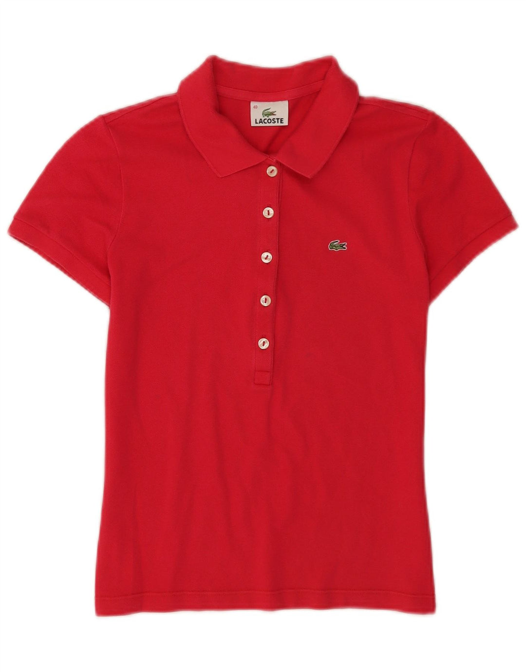 Lacoste ženska polo majica kratkih rukava, veličina 40 srednje crvene boje