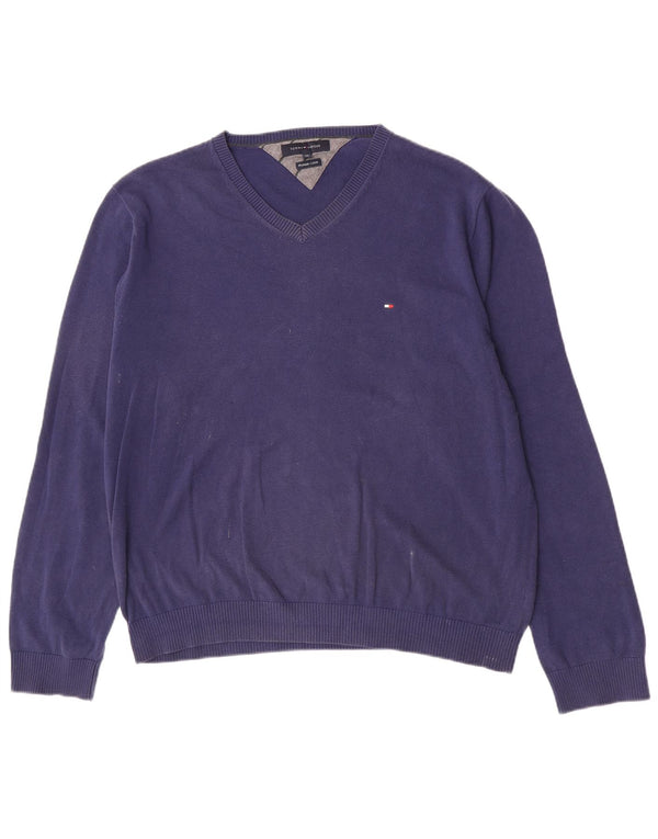 Tommy Hilfiger muški džemper s V-izrezom 2XL tamnoplavi pamuk
