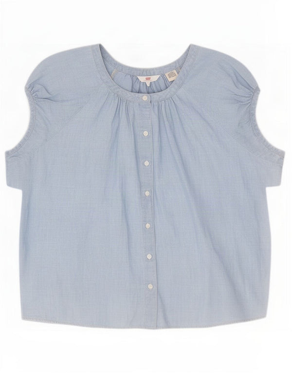 Levi's ženska prevelika košulja bluza UK 16 Large plavi pamuk