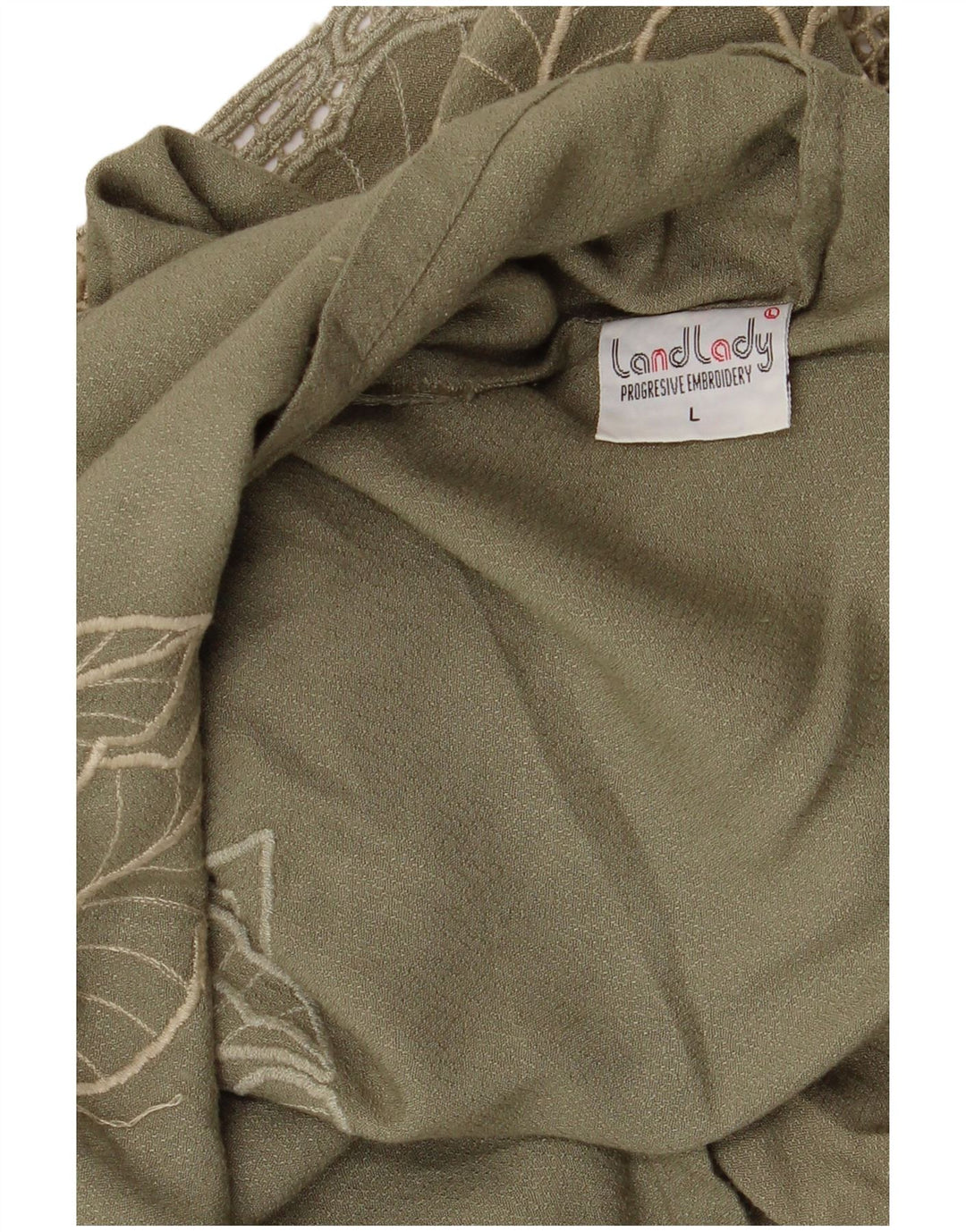 Vintage gornji dio ženske bluze UK 16 Large kaki cvjetni rajon