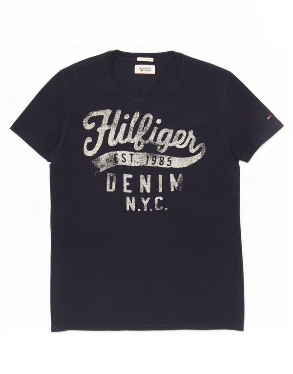 Tommy Hilfiger velika majica kratkih rukava s grafičkim motivima, tamnoplavi pamuk