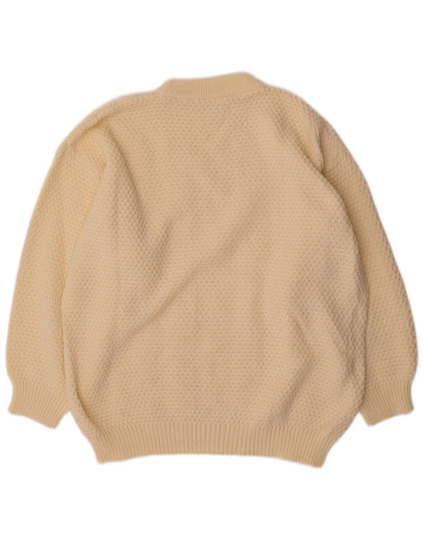 VINTAGE ženski džemper s okruglim izrezom UK 20 2XL sivo bijeli poliakril