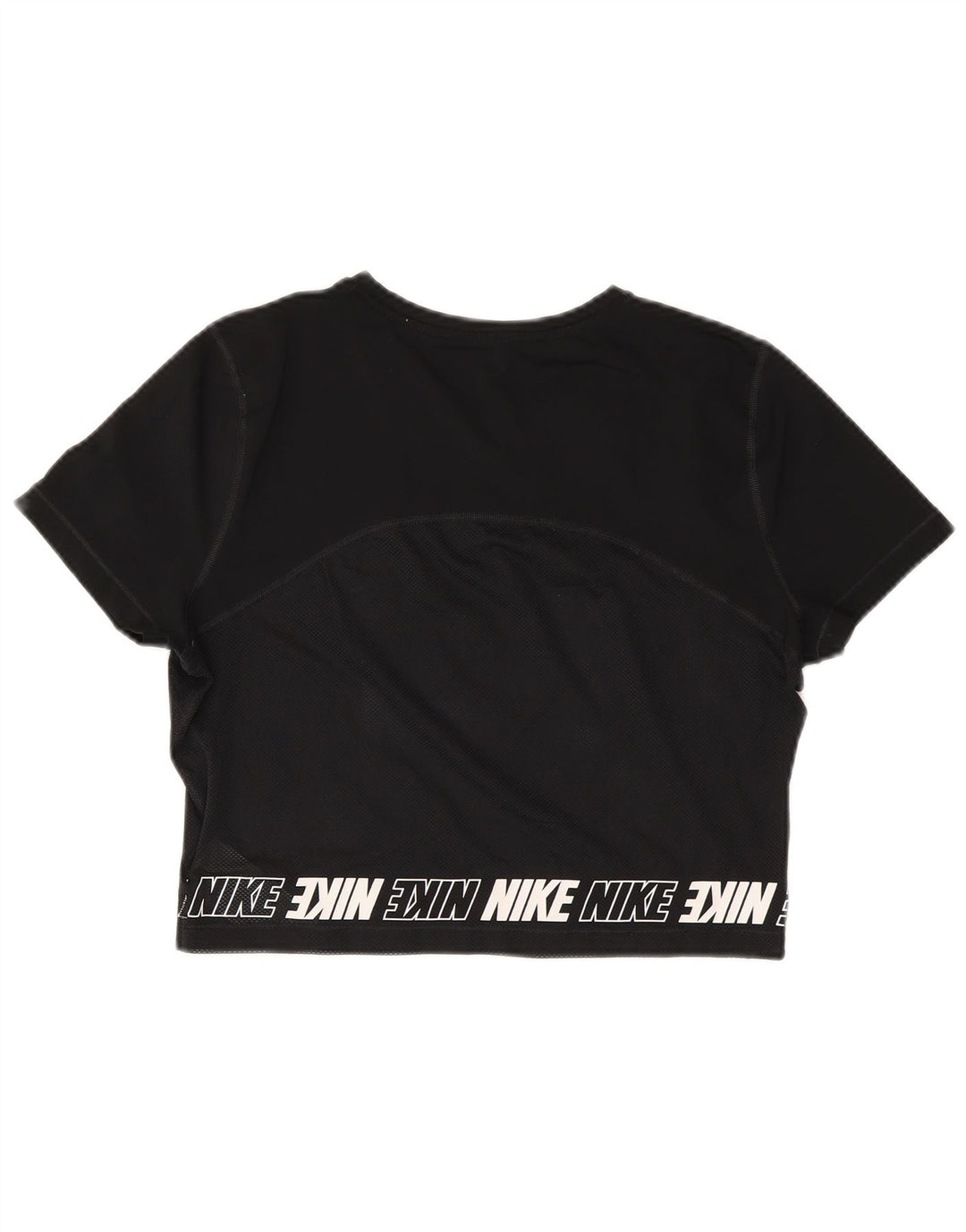 NIKE Womens Crop Graphic T-Shirt Top UK 16 Large Black Polyester