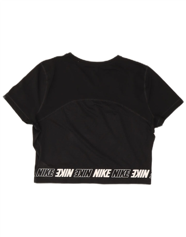 NIKE Womens Crop Graphic T-Shirt Top UK 16 Large Black Polyester