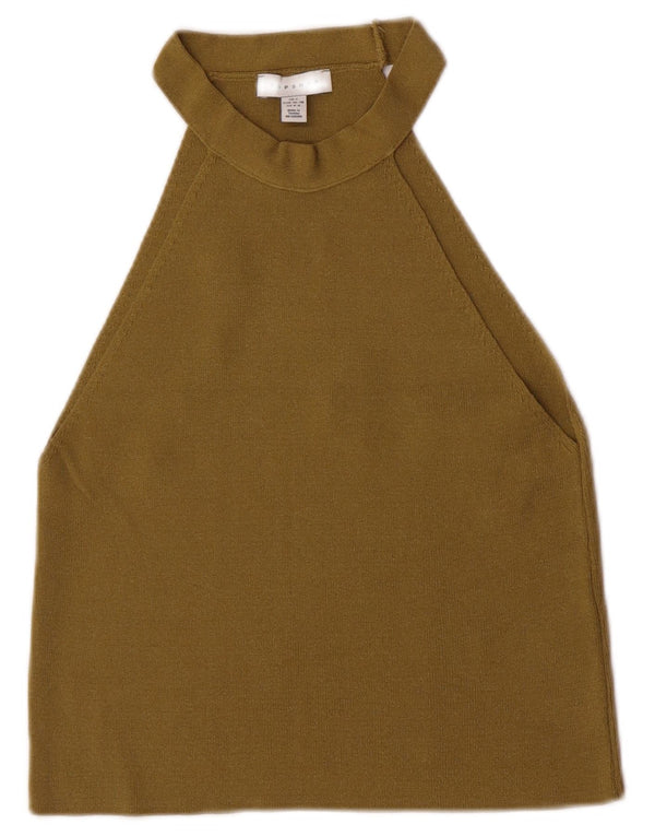 Topshop ženska majica s halterima UK 8 Mala kaki viskoza