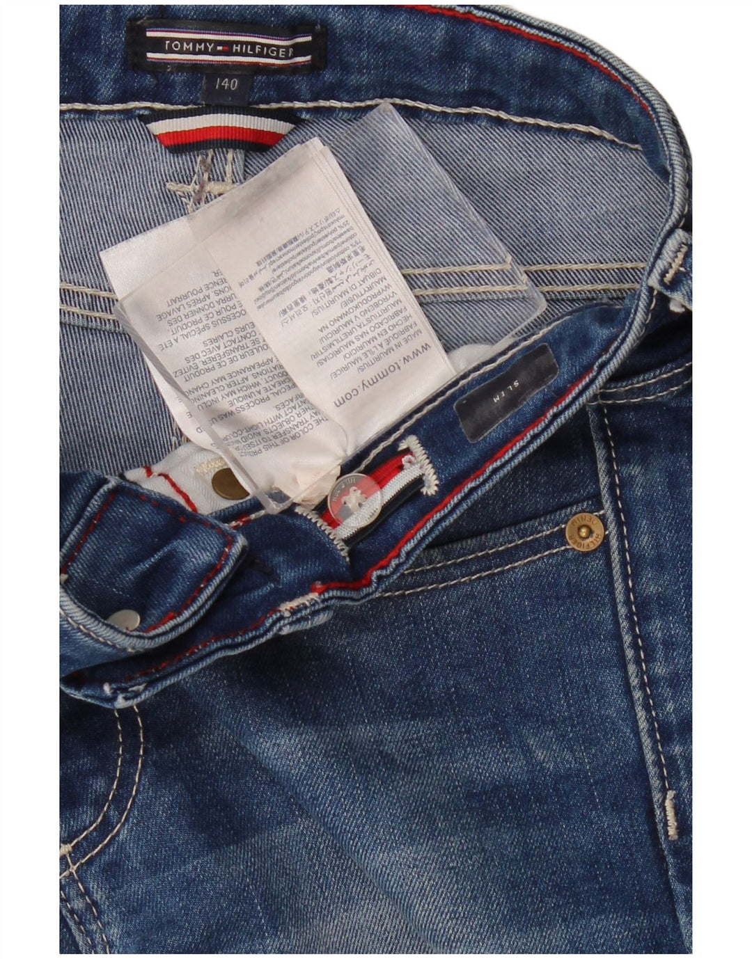 TOMMY HILFIGER uske traperice za dječake 9-10 godina W26 L24 plavi pamuk