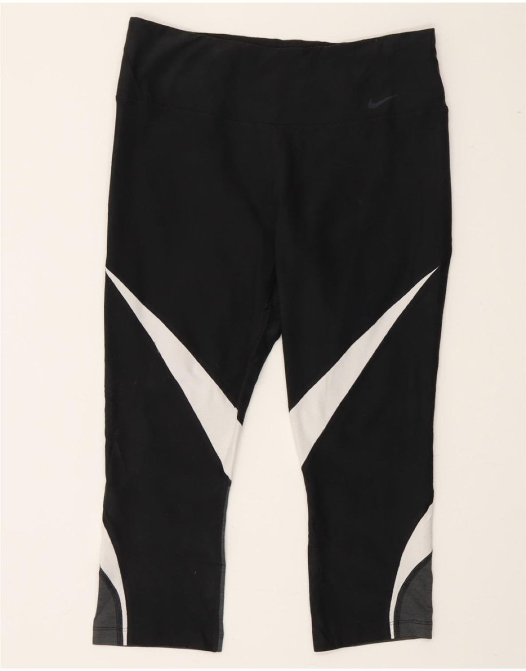 NIKE Womens Capri Leggings UK 12 Medium  Black Colourblock Vintage Nike and Second-Hand Nike from Messina Hembry 