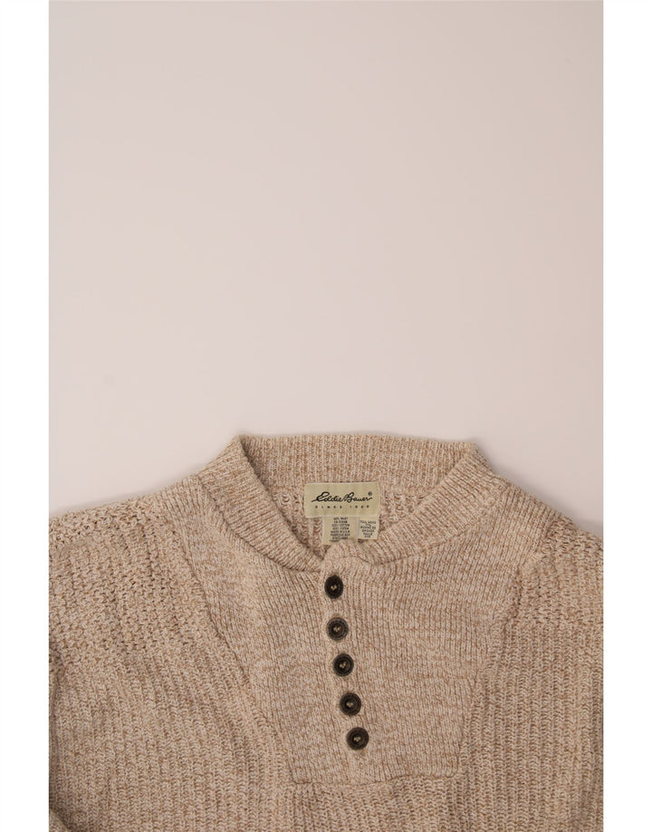EDDIE BAUER Mens Tall Button Neck Jumper Sweater 2XL Beige Cotton Vintage Eddie Bauer and Second-Hand Eddie Bauer from Messina Hembry 