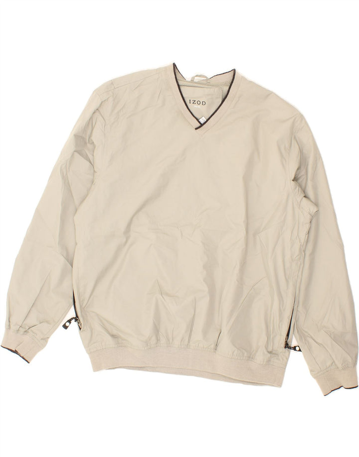 IZOD Mens Pullover Tracksuit Top Jacket Medium Beige Polyester Vintage Izod and Second-Hand Izod from Messina Hembry 