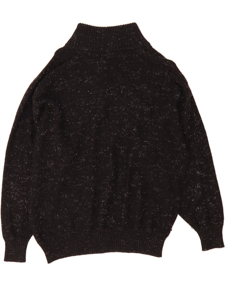 VINTAGE Womens Button Neck Jumper Sweater IT 42 Medium Black Flecked Vintage Vintage and Second-Hand Vintage from Messina Hembry 