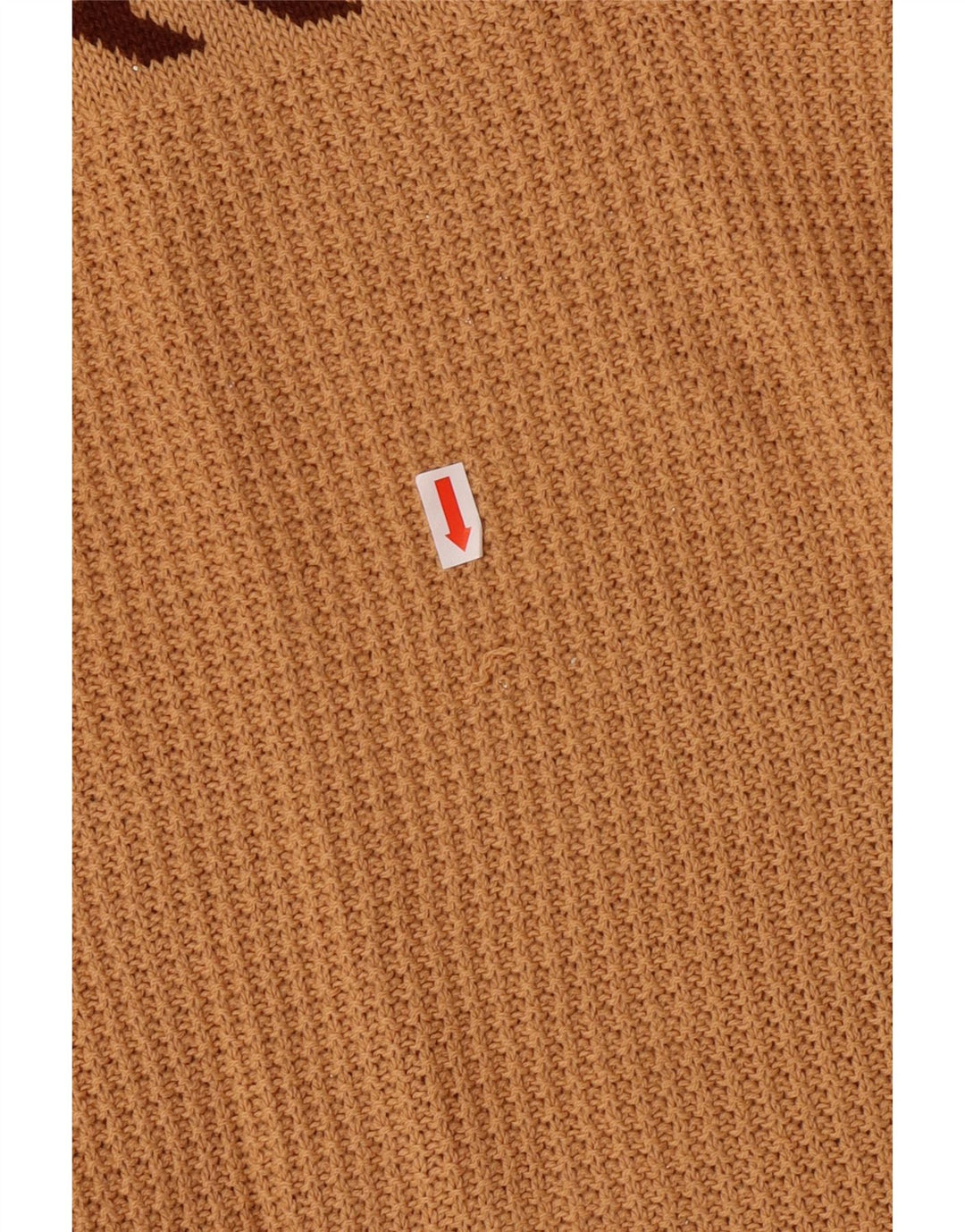 VINTAGE ženski džemper s V-izrezom UK 10 Mali smeđi geometrijski