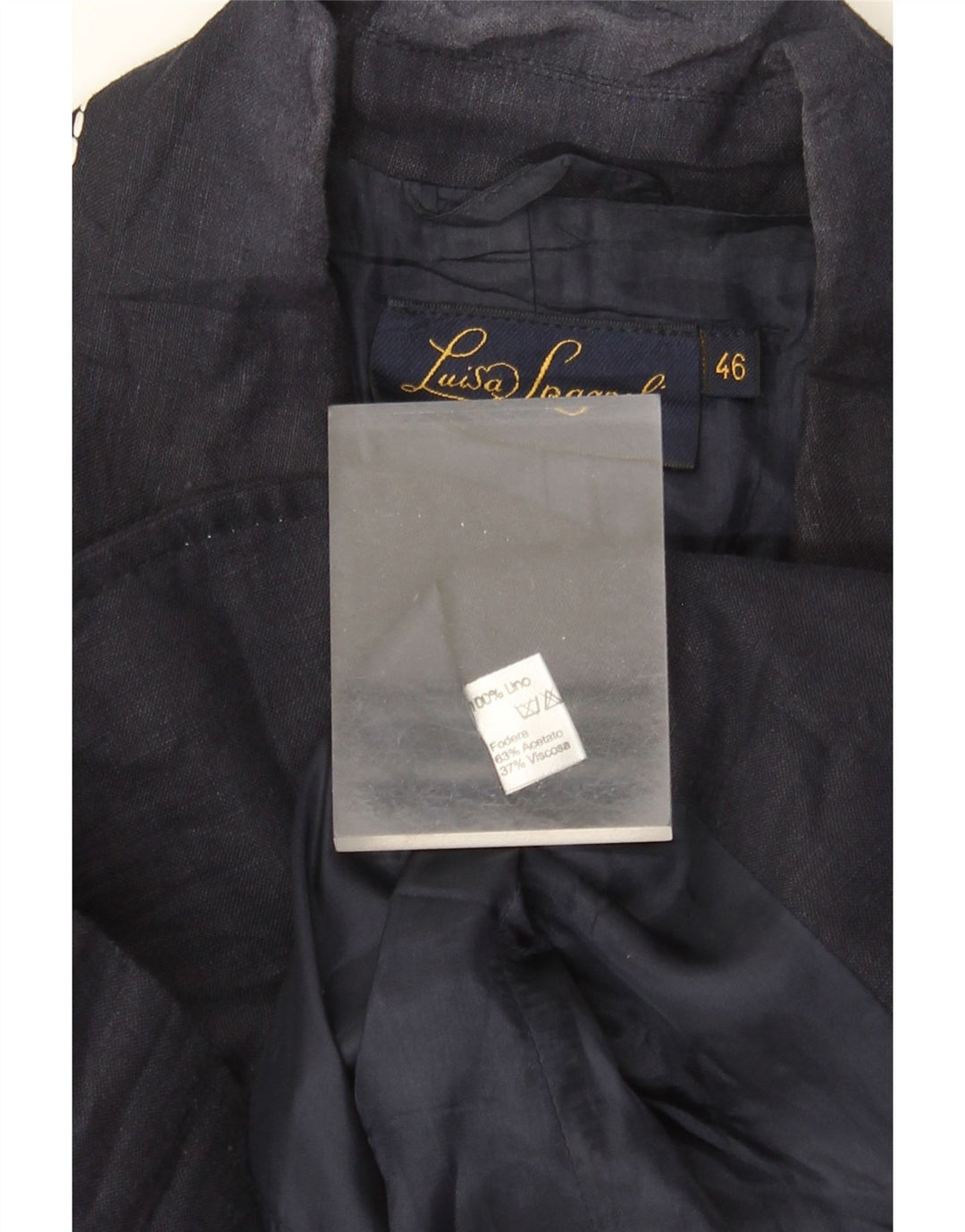 LUISA SPAGNOLI Ženska jakna sa 2 gumba IT 46 Veliki tamnoplavi lan