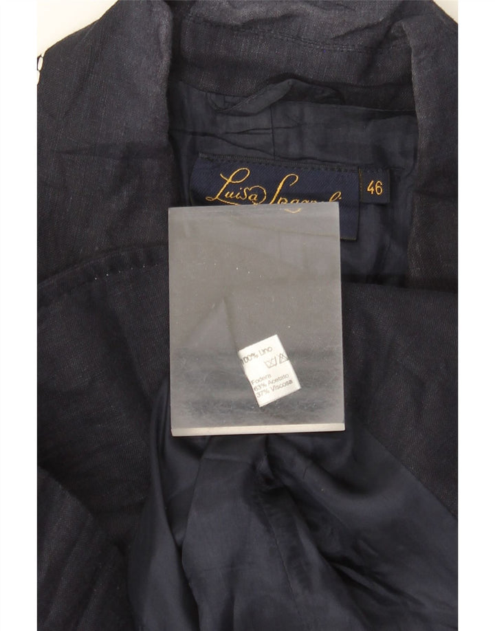 LUISA SPAGNOLI Ženska jakna sa 2 gumba IT 46 Veliki tamnoplavi lan