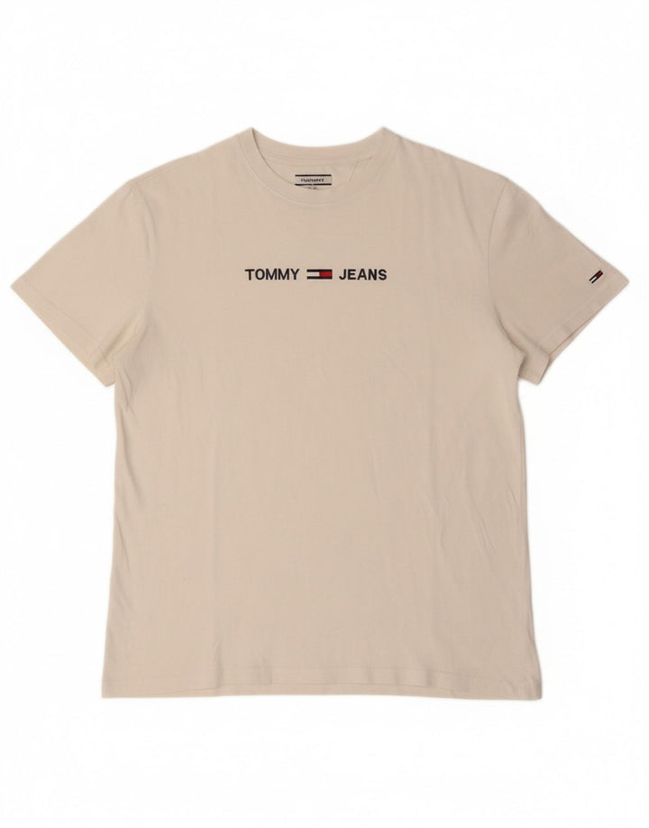 TOMMY HILFIGER Mens Graphic T-Shirt Top Medium White Cotton