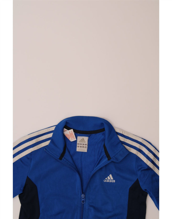 ADIDAS Boys Tracksuit Top Jacket 9-10 Years Blue Colourblock Polyester Vintage Adidas and Second-Hand Adidas from Messina Hembry 