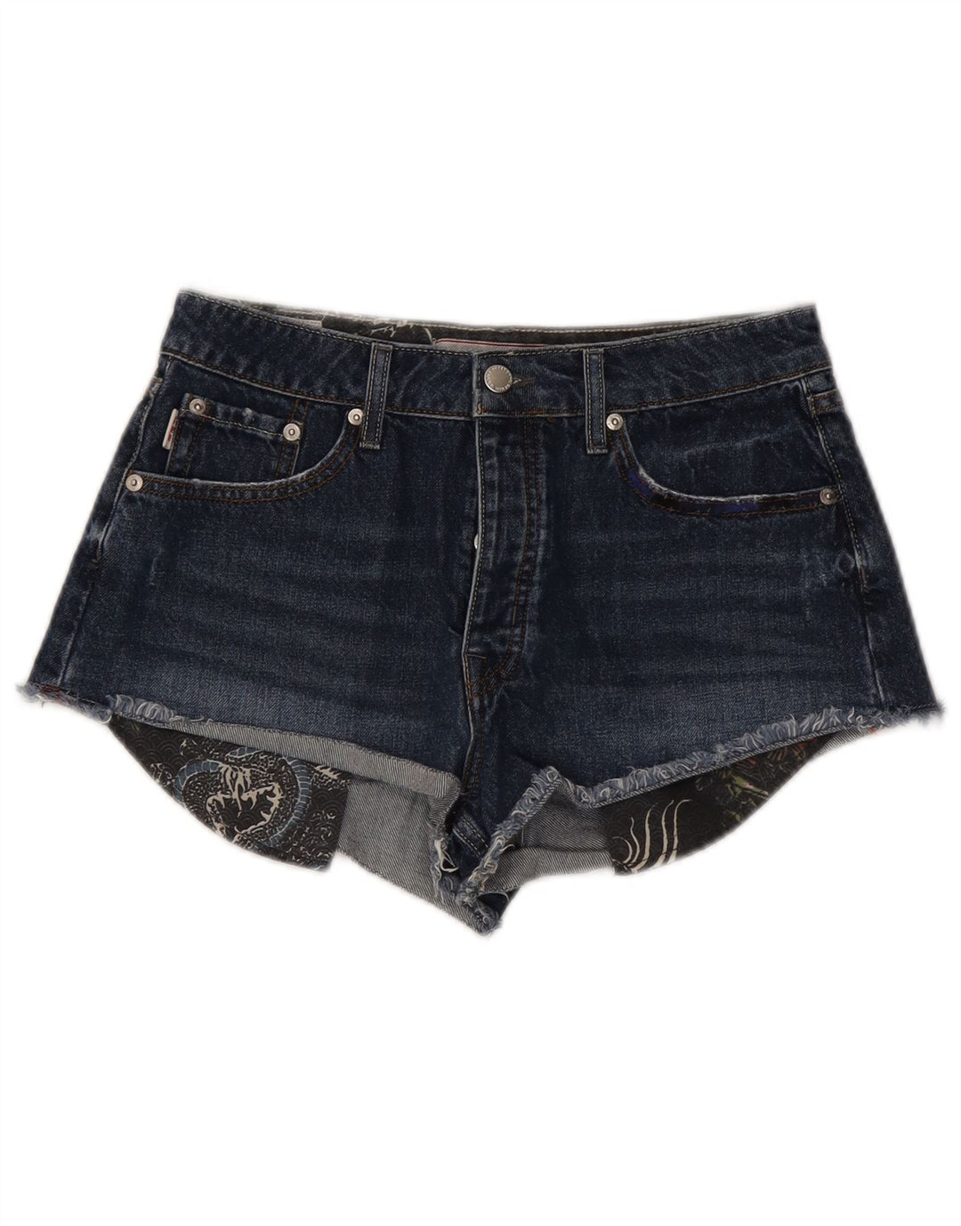 Superdry ženske traper kratke hlače W28 srednje tamnoplavi pamuk