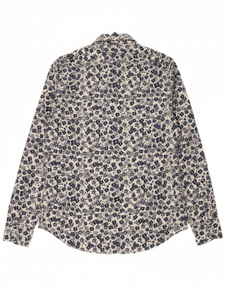MASSIMO DUTTI Mens Shirt Small Blue Floral Cotton