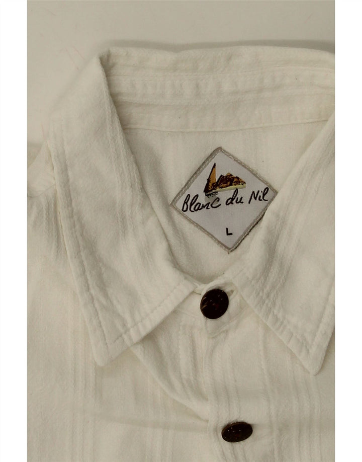 VINTAGE Mens Short Sleeve Shirt Large White Cotton Vintage Vintage and Second-Hand Vintage from Messina Hembry 
