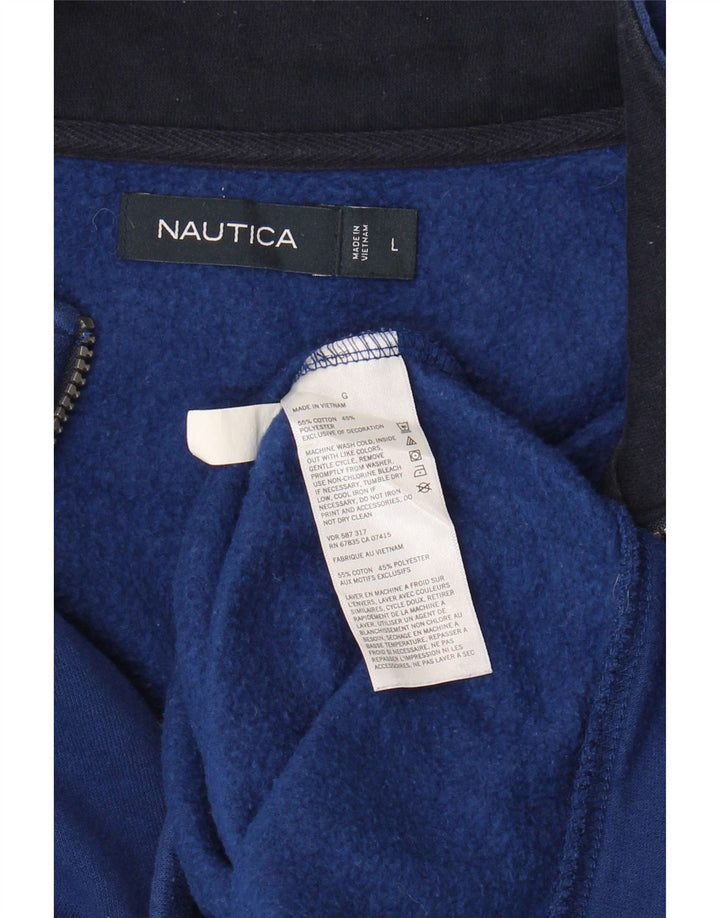 NAUTICA Mens Oversized Zip Neck Sweatshirt Jumper Large Blue Cotton Vintage Nautica and Second-Hand Nautica from Messina Hembry 