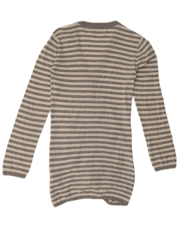 Adidas ženski dugi kardigan džemper IT 34 2XS sivi pamuk na pruge