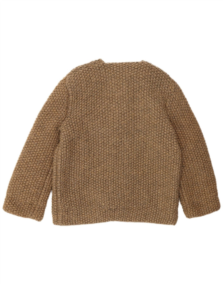 Vintage ženska pletena bomber jakna UK 12 Srednje smeđa