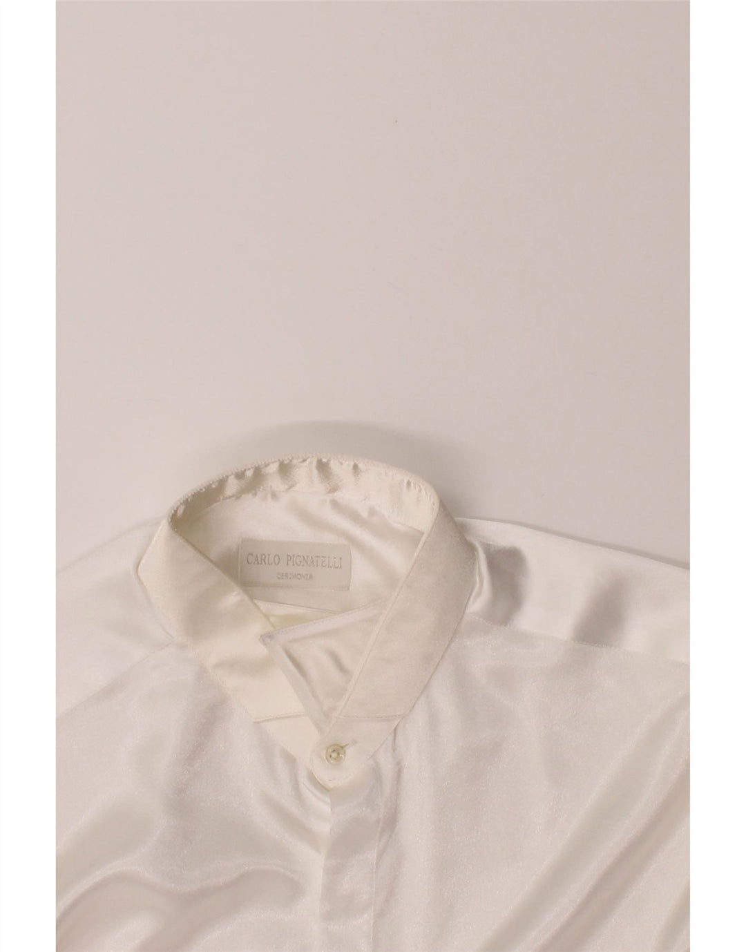 CARLO PIGNATELLI Mens Shirt Size 16 41 Large White Polyester Vintage Carlo Pignatelli and Second-Hand Carlo Pignatelli from Messina Hembry 