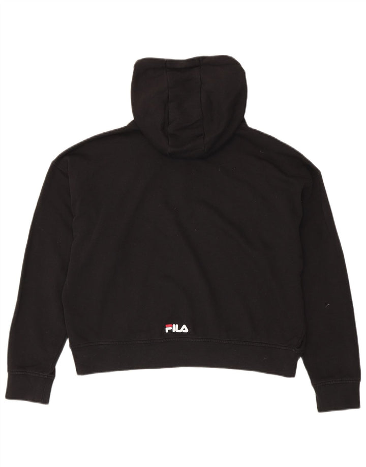 FILA Ženska prekomjerna skraćena majica s kapuljačom UK 6 XS crna