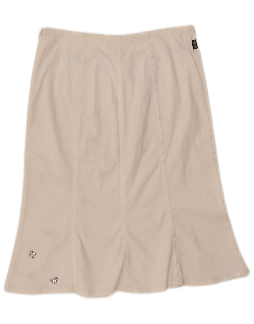 MOSCHINO ženska suknja A-kroja visokog struka UK 14 W30 L23 bijeli pamuk