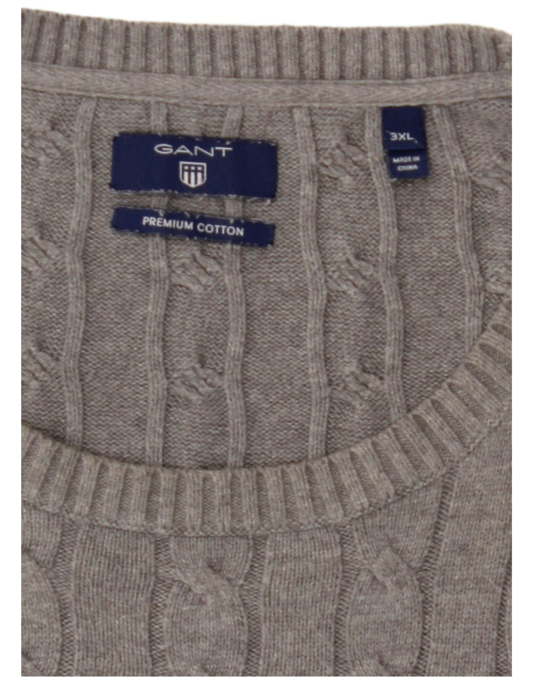 GANT Muški pulover s okruglim izrezom 3XL sivi pamuk