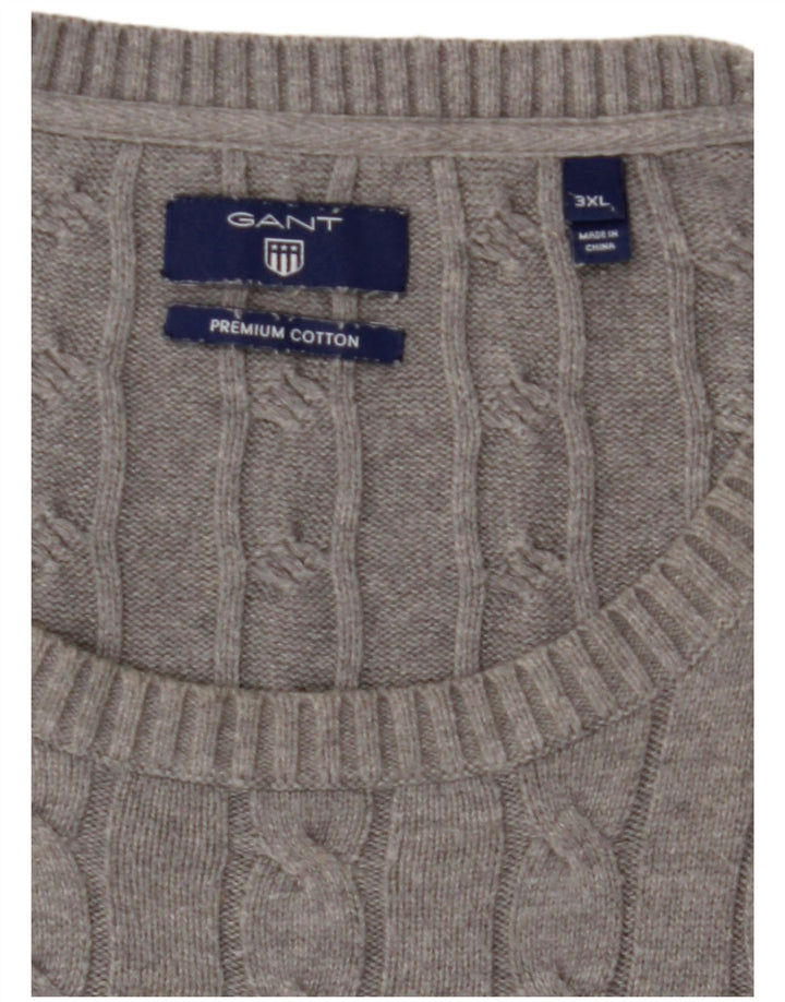 GANT Muški pulover s okruglim izrezom 3XL sivi pamuk
