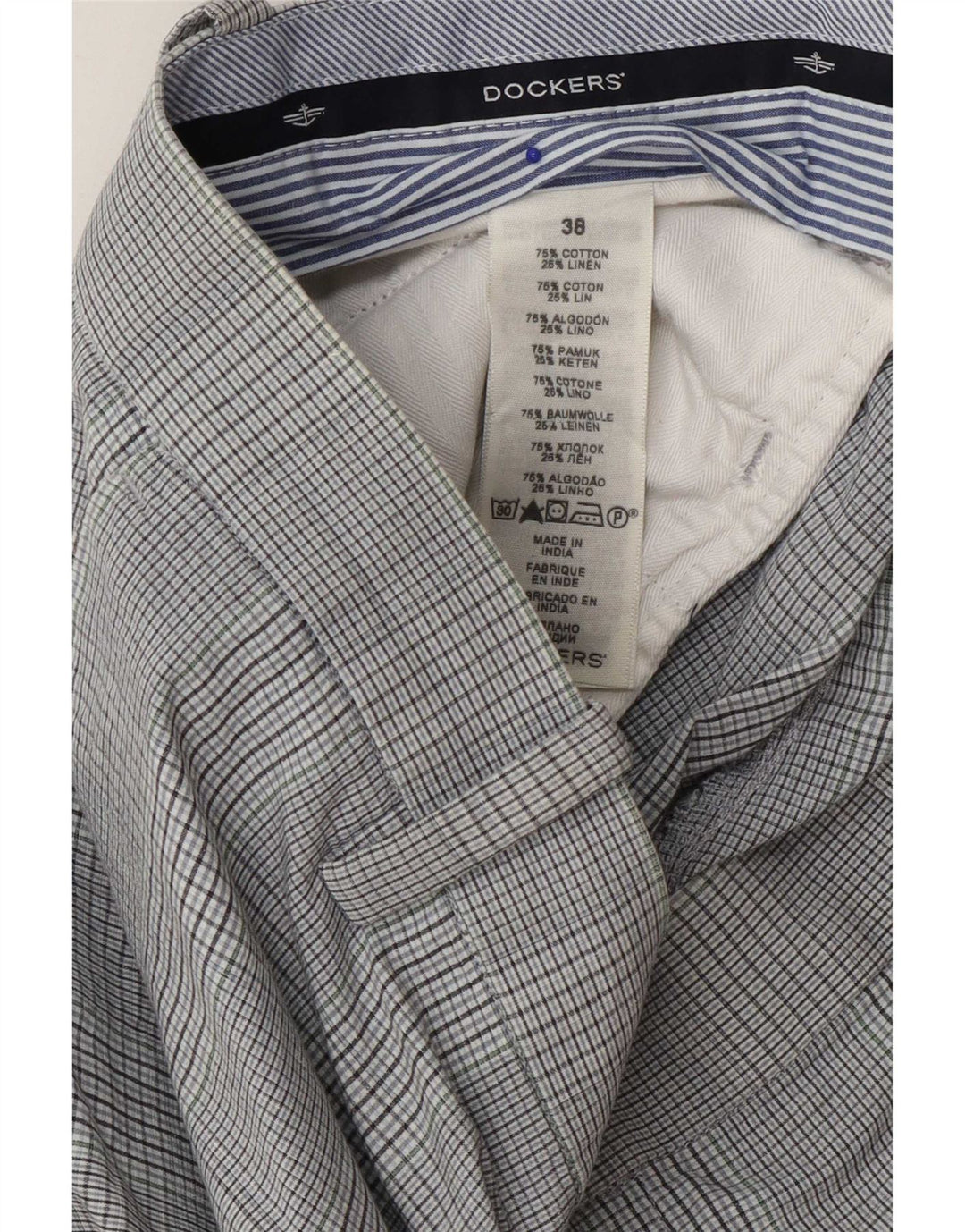 Dockers muške chino kratke hlače W38 XL sivi karirani pamuk