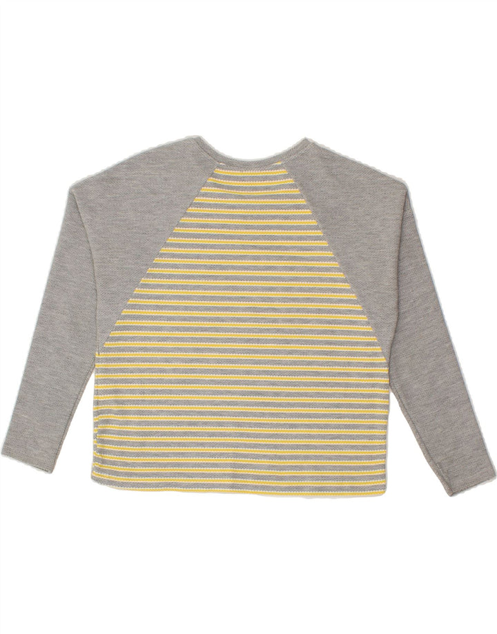 BENETTON Womens Oversized Top Long Sleeve UK 6 XS Grey Striped Polyester Vintage Benetton and Second-Hand Benetton from Messina Hembry 