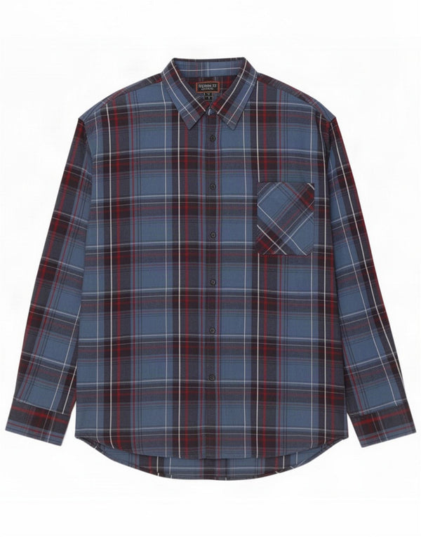 Atlas For Men Mens Flanel Shirt 4XL Blue Check Cotton