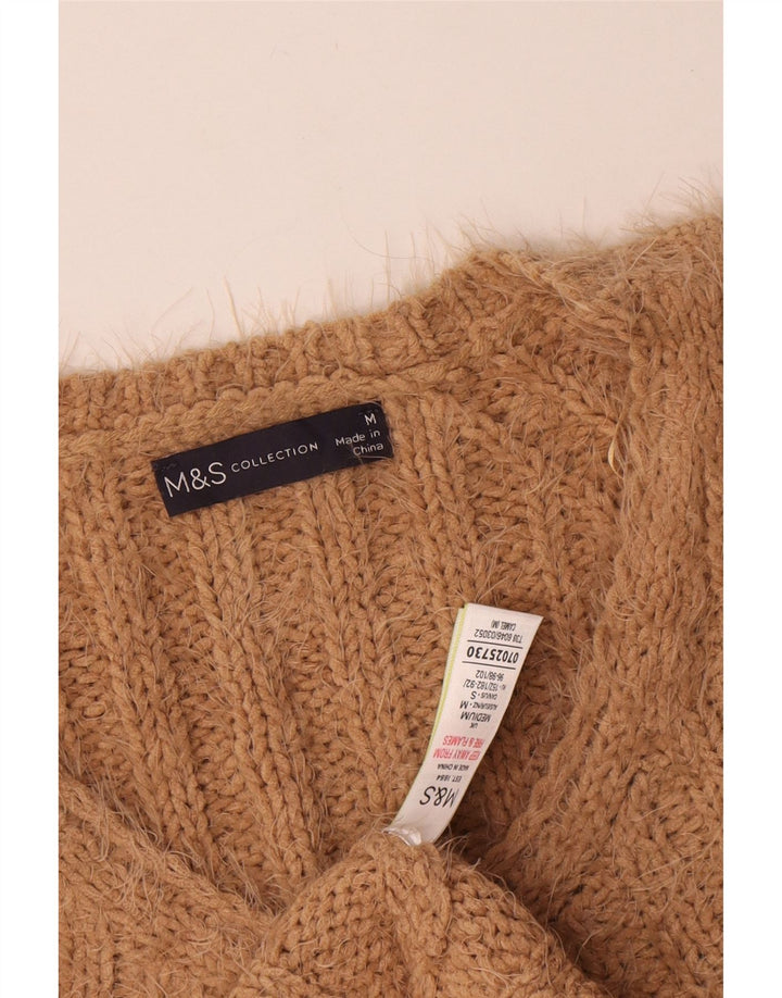 Marks & Spencer ženski džemper s V-izrezom UK 14 srednje bež poliester