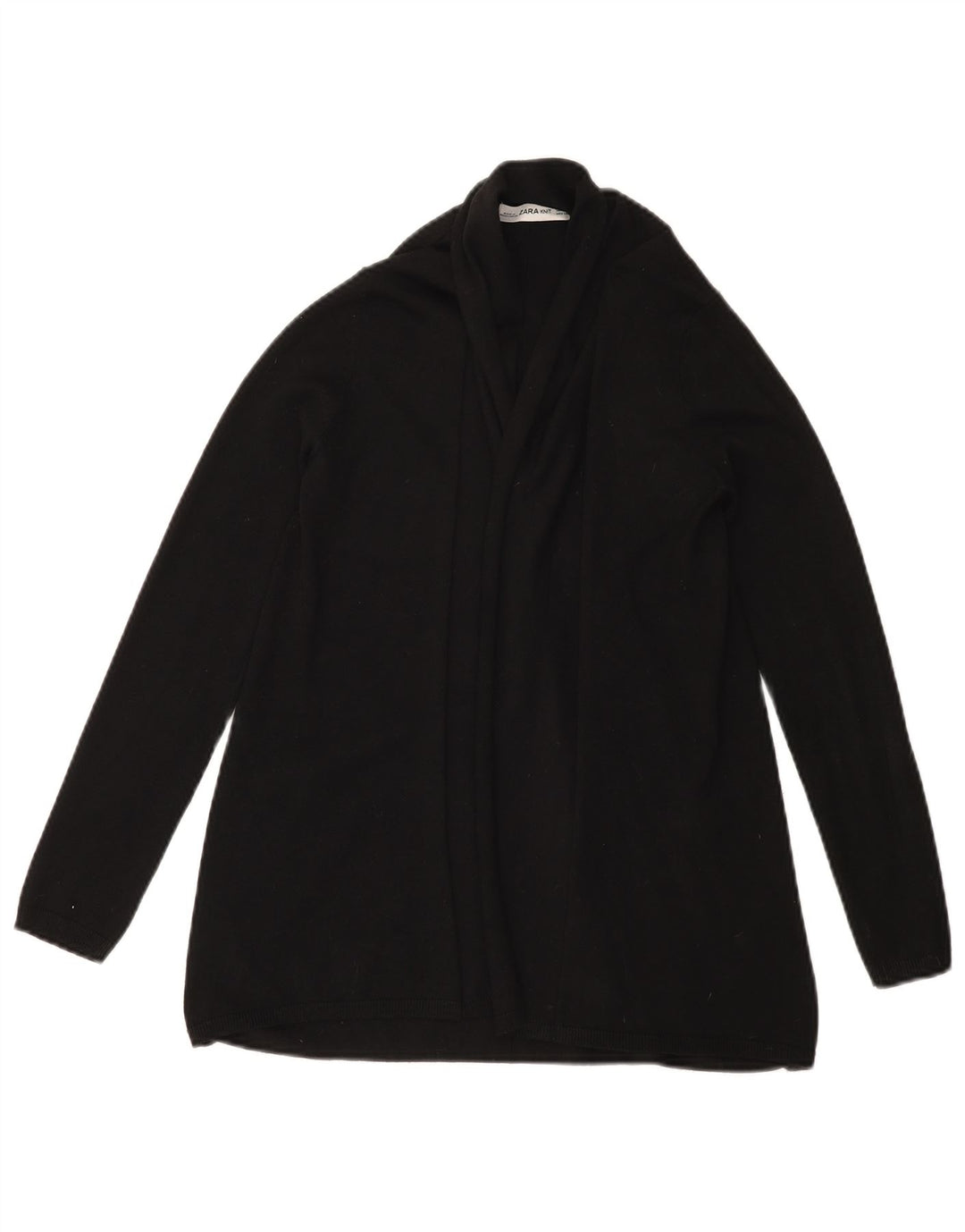 ZARA Womens Open Cardigan Sweater UK 10 Small Black Viscose