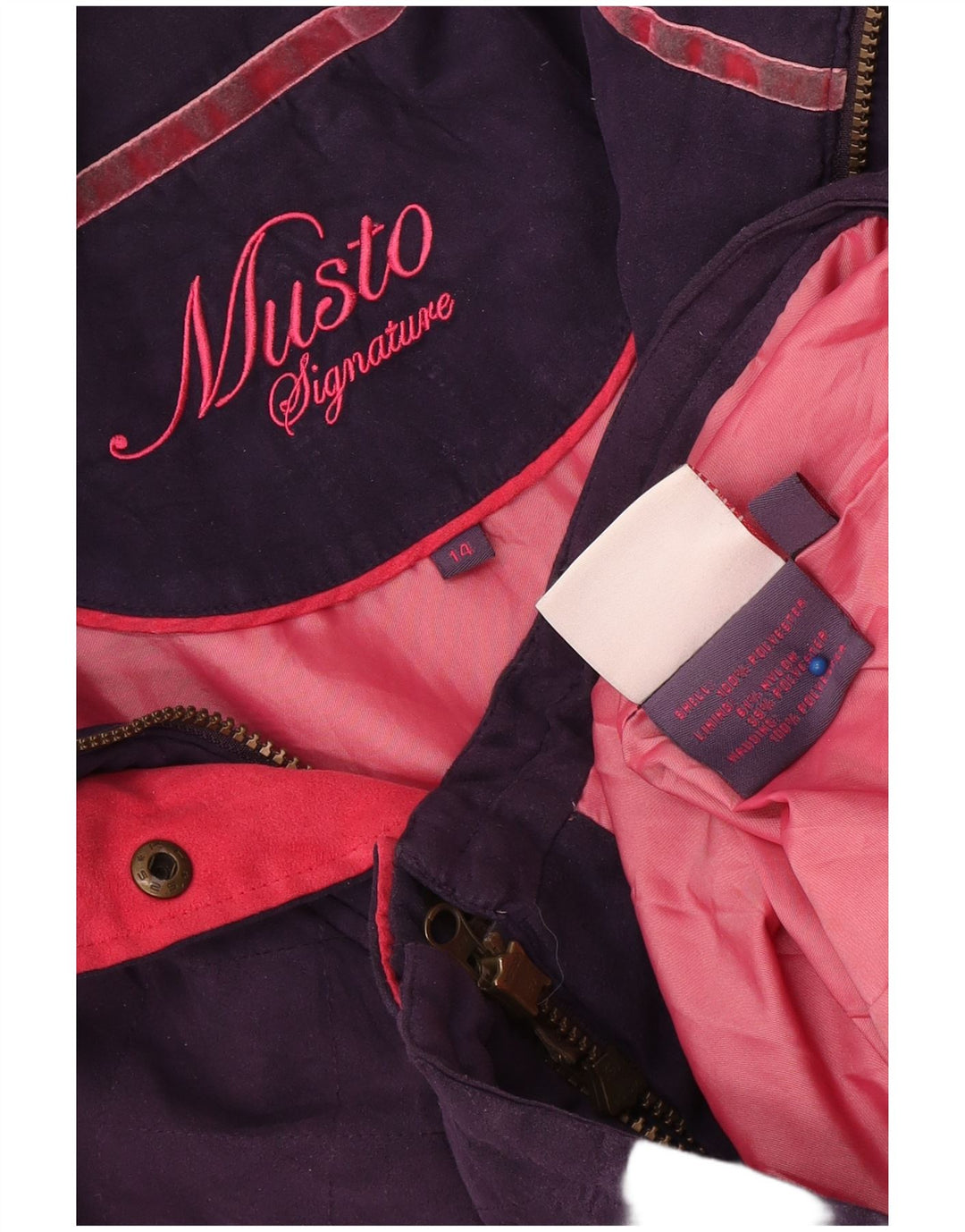 Musto ženska prošivena jakna s potpisom UK 14 veliki ljubičasti poliester
