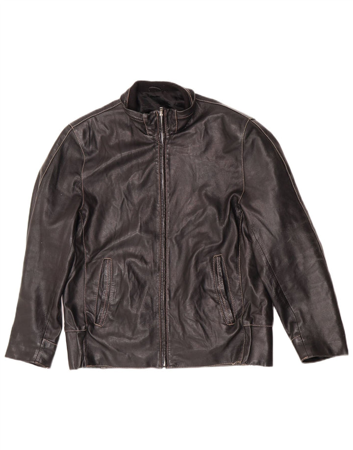 Vintage muška kožna jakna s patentnim zatvaračem IT 50 Large Black Biker