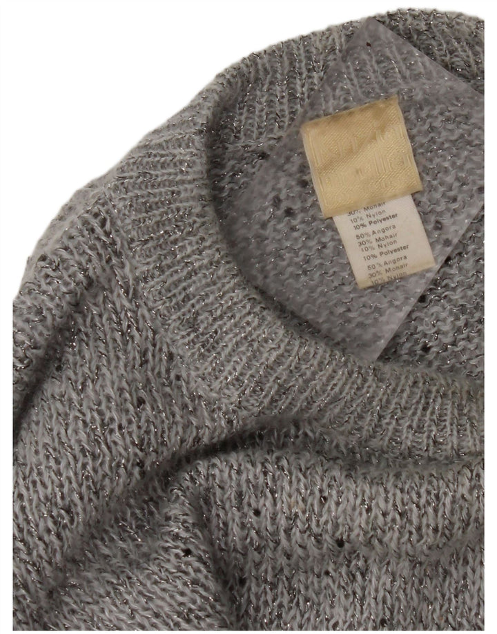 KRIZIA MAGLIA Ženski džemper s okruglim izrezom UK 18 XL Siva flekasta angora