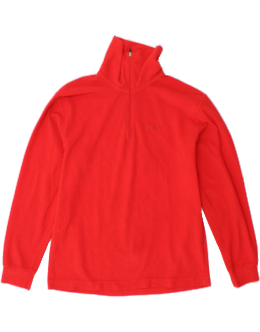 FILA Womens Zip Neck Fleece Jumper UK 10 Small Red Vintage Fila and Second-Hand Fila from Messina Hembry 