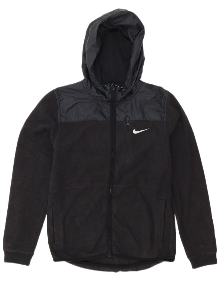 Nike Muška jakna od flisa s kapuljačom UK 36 Mala crna poliester u boji