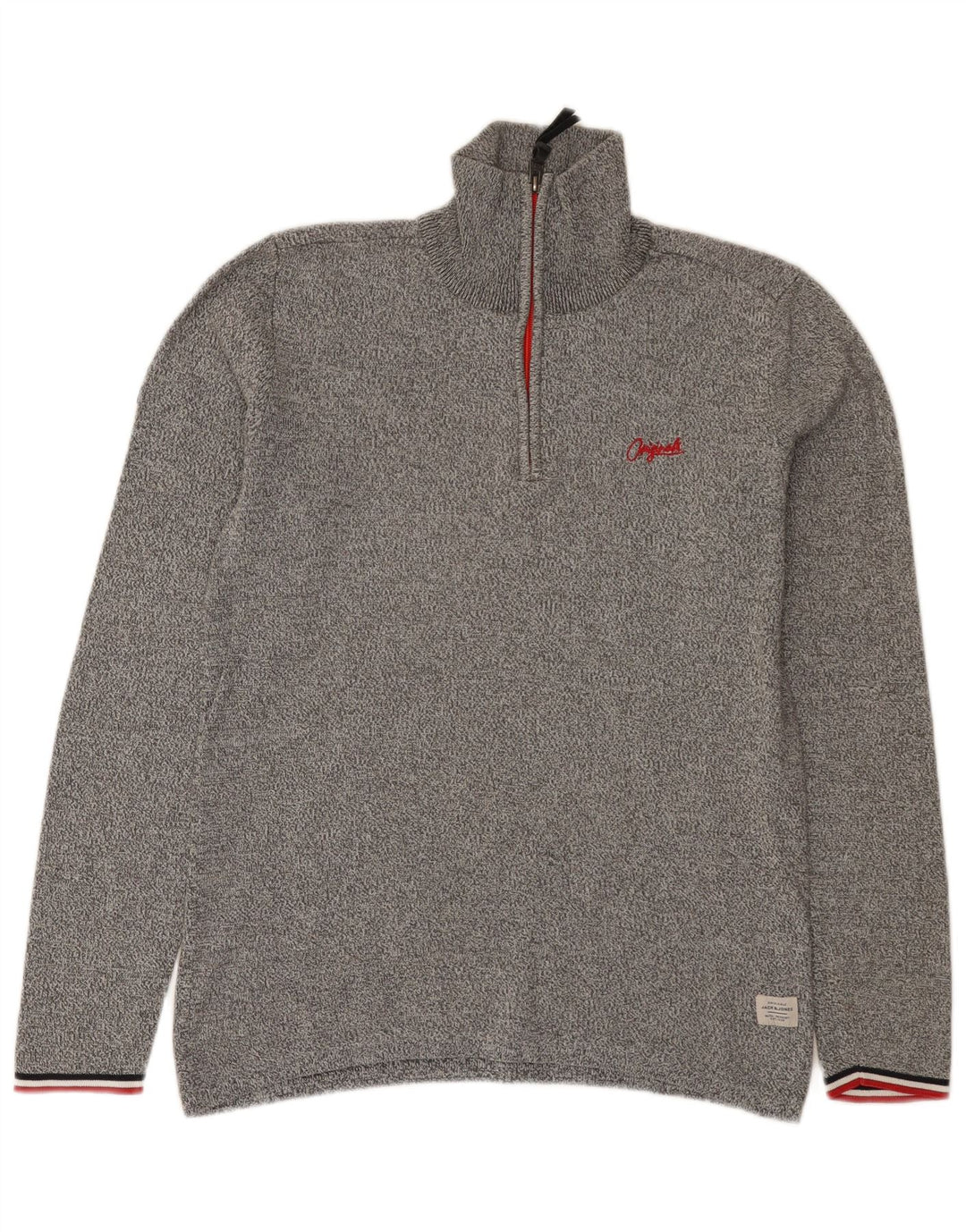 Jack & Jones muški pulover s izrezom i malim sivim pjegama
