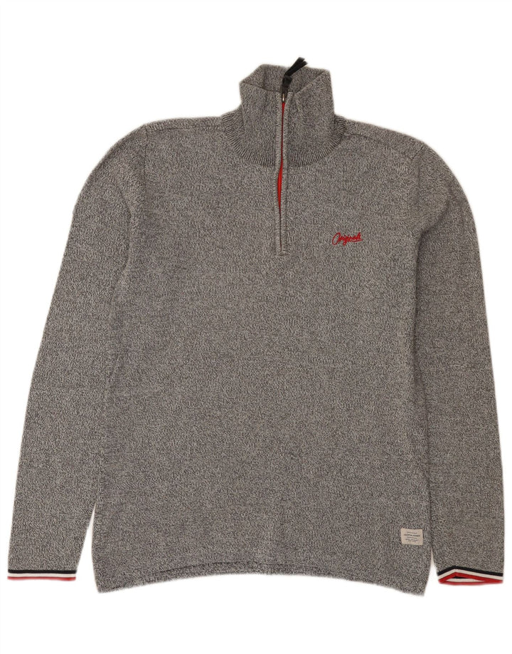 Jack & Jones muški pulover s izrezom i malim sivim pjegama